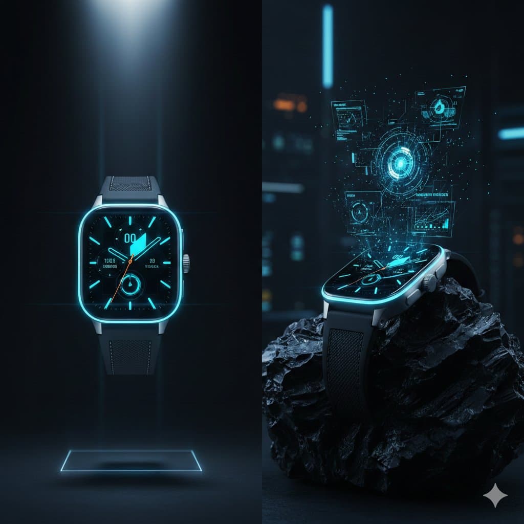 Cyber-Luxury Smartwatch Product Grid Prompt — example 1