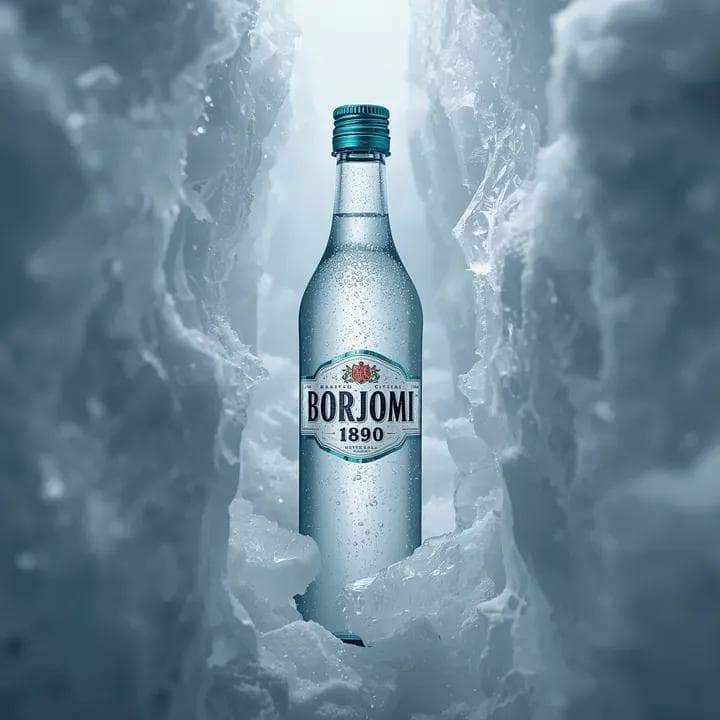 Hyperrealistic Product Photography Prompt (Borjomi Water) — example 3