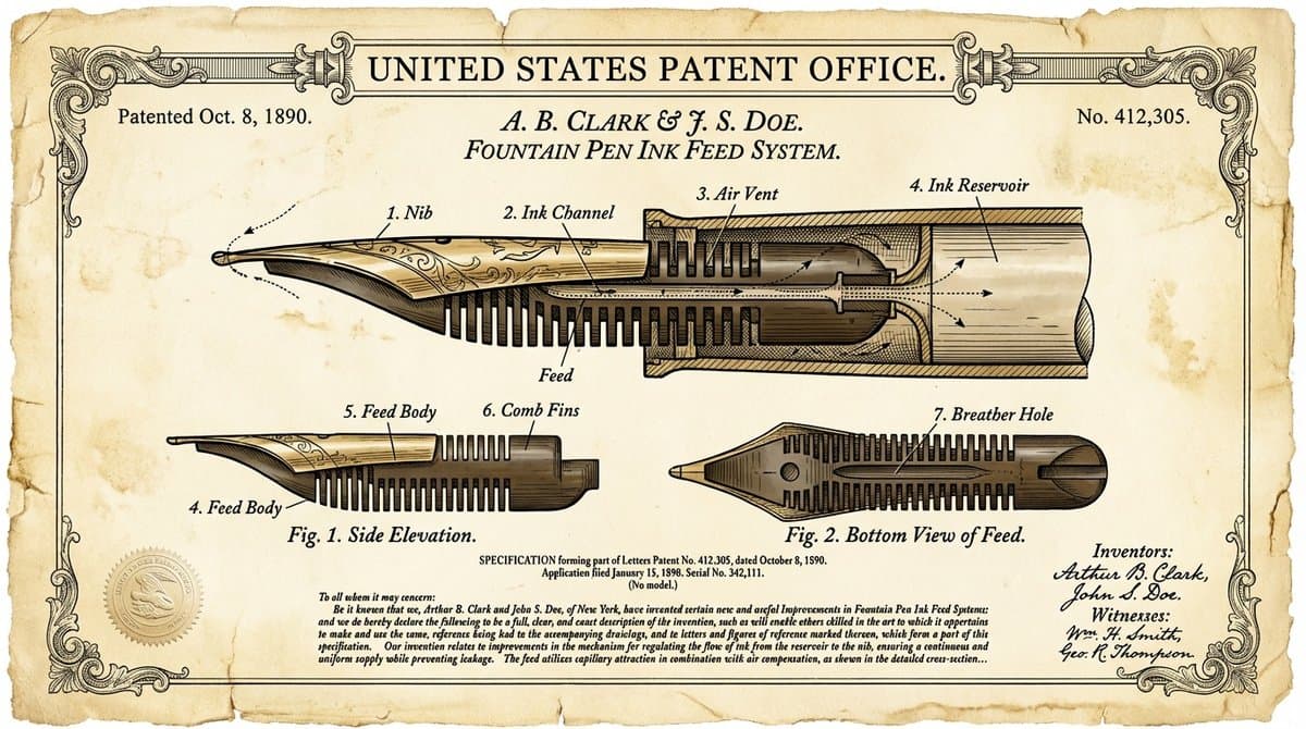 Vintage Patent Drawing Technical Illustration — example 3