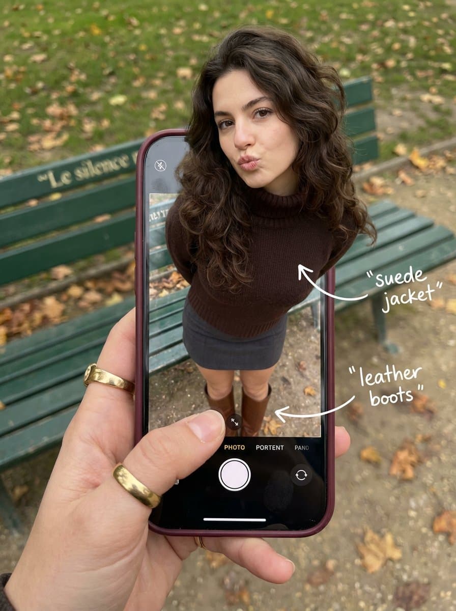 Outfit Pop-Out Phone Illusion Portrait — example 1