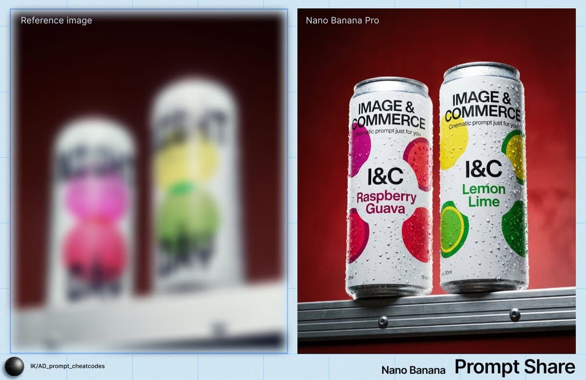 Two Soda Cans Product Photography Prompt — example 1