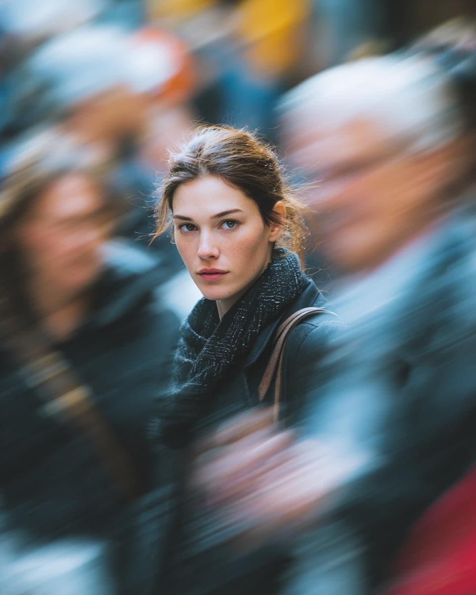 Cinematic Street Portrait with Motion Blur Effect — example 1