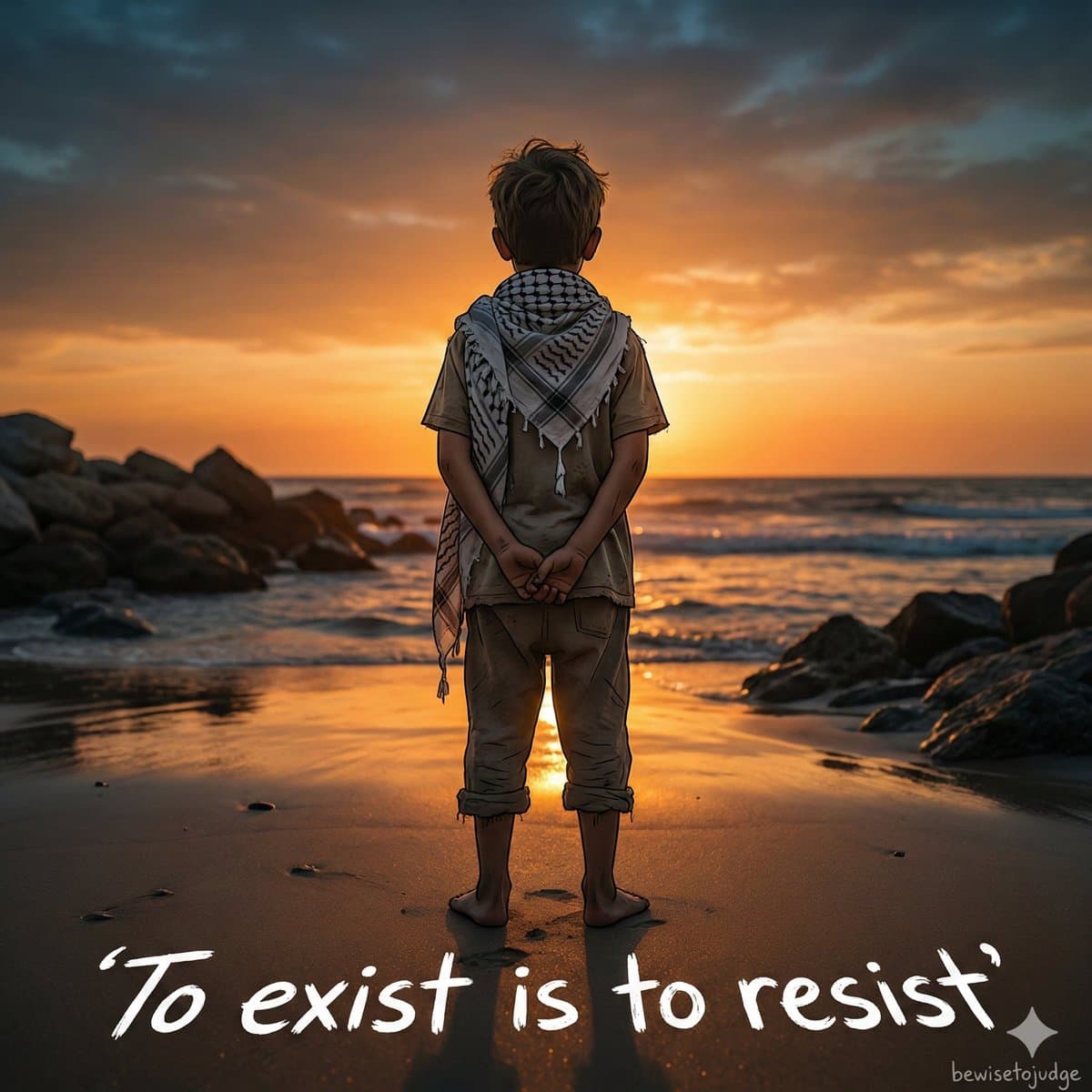 Emotional Handala-Inspired Palestinian Boy Portrait — example 1