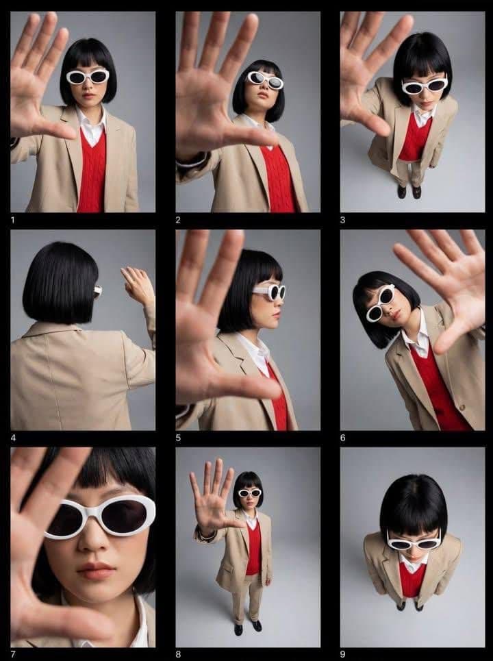 Editorial Fashion Contact Sheet with Perspective Distortion — example 1