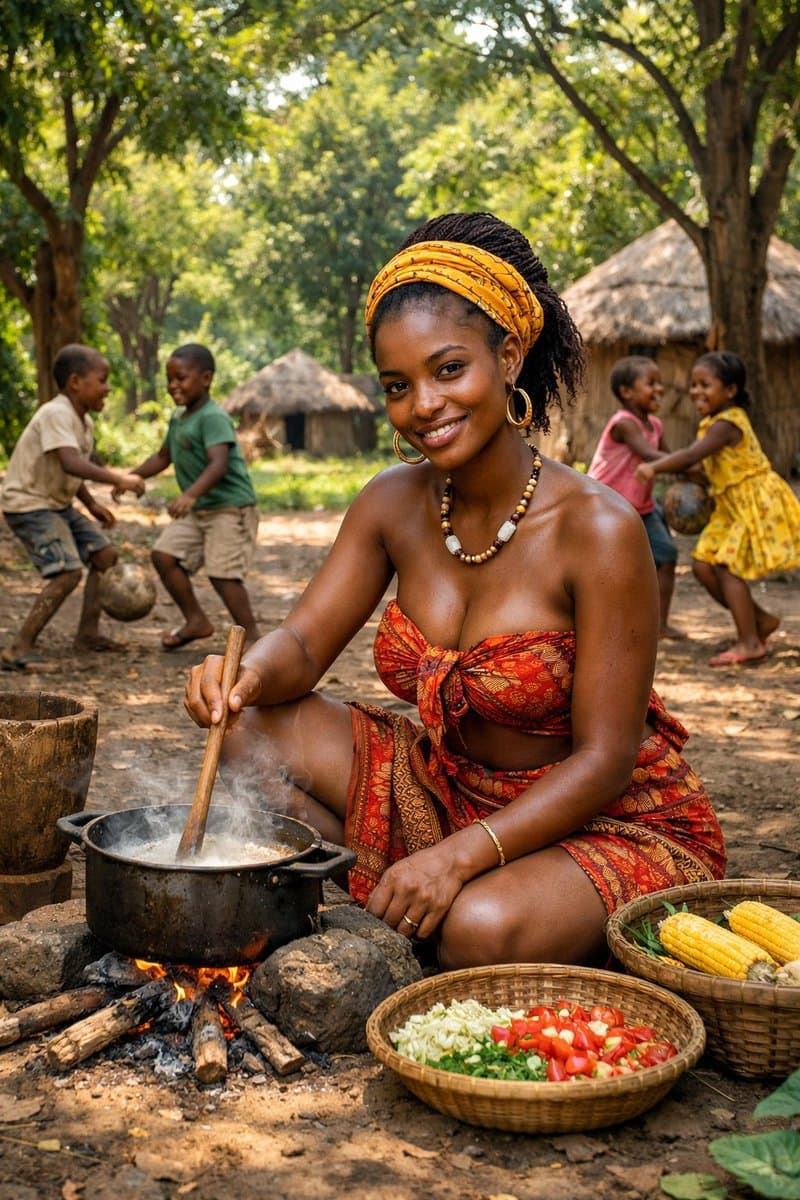 Documentary Photo of African Village Scene — example 1