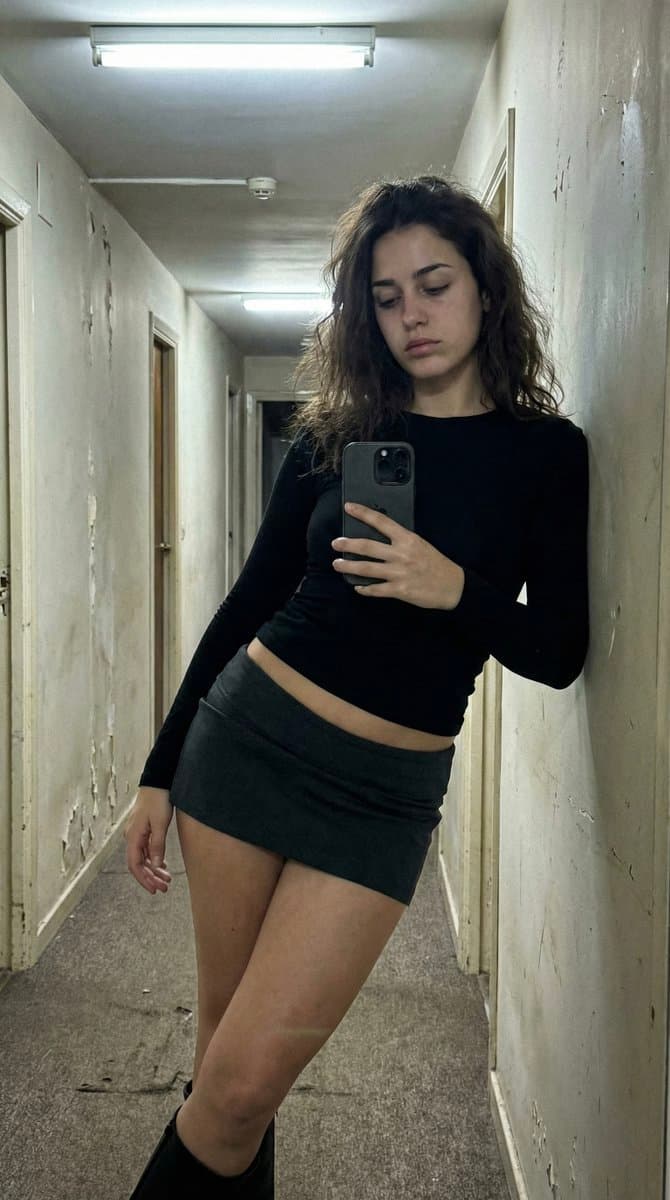 Ultra Photorealistic iPhone Selfie in an Empty Hallway — example 1