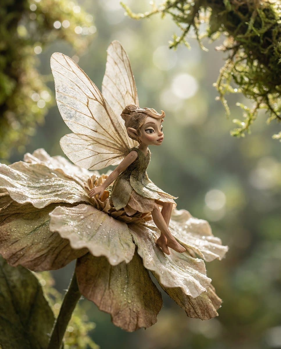Macro Illustration of a Tiny Fairy on a Flower — example 1