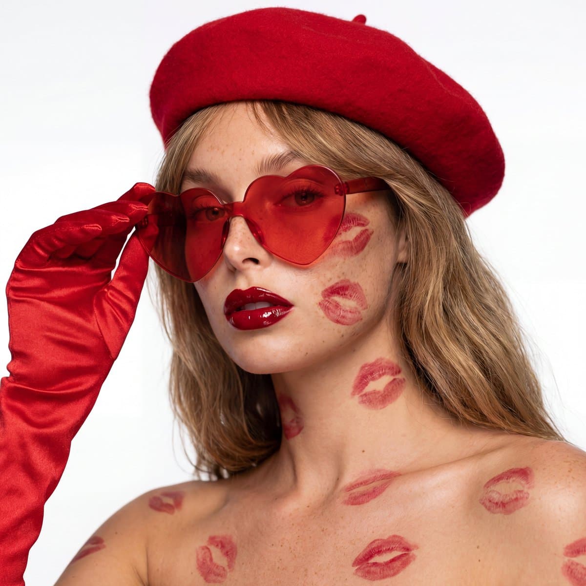 Ultra-Realistic Beauty Editorial with Kiss Marks — example 1