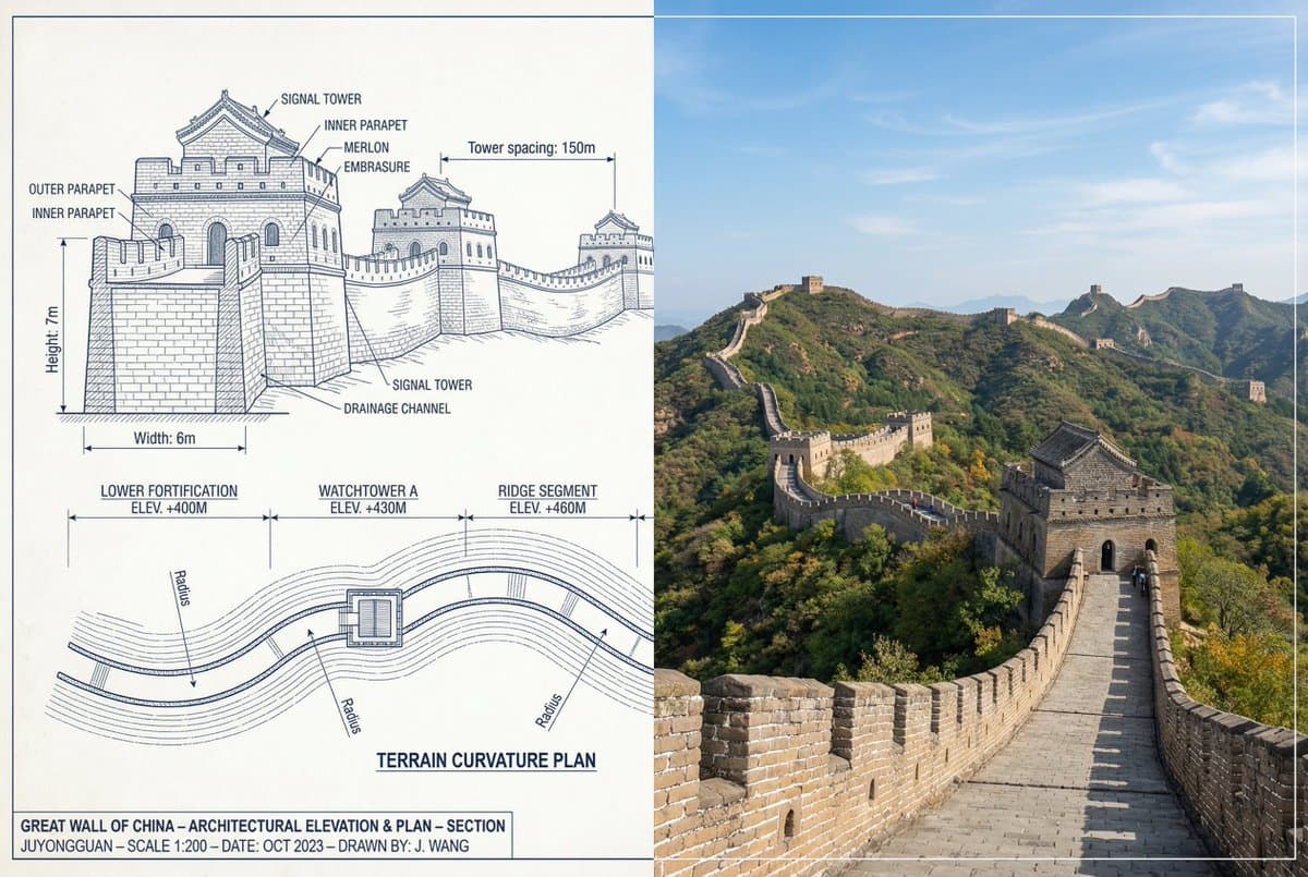 Great Wall of China Mixed Media Comparison β example 1