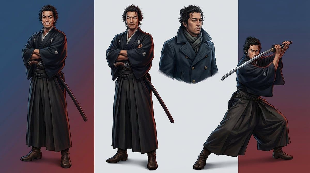Character Sheet and Illustration Generation for Bakumatsu Agents — example 3