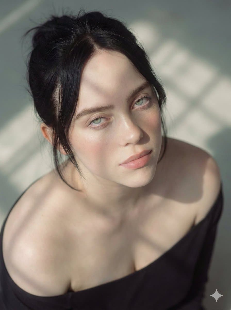 Multi-frame cinematic portrait prompt for Ana De Armas, Billie Eilish, and Sydney Sweeney (Hindi/English) — example 1