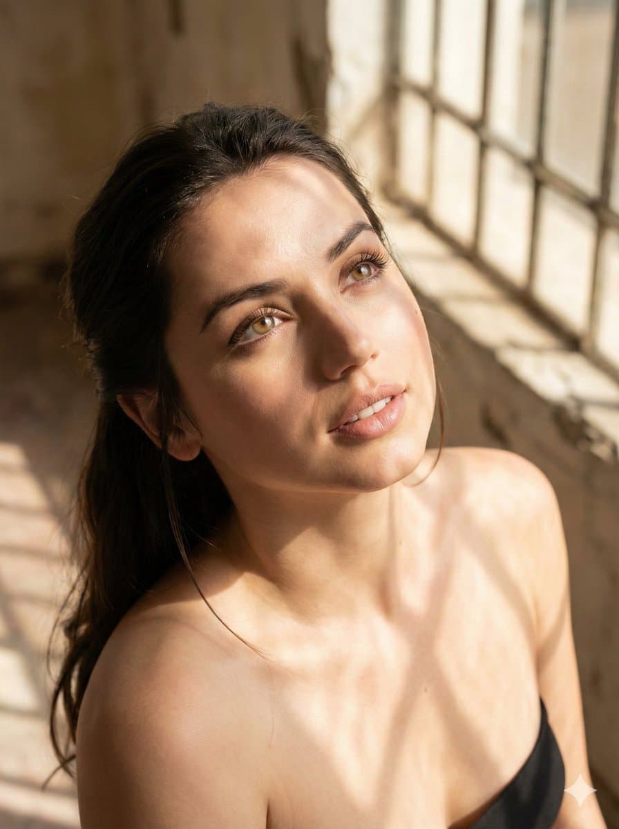 Multi-frame cinematic portrait prompt for Ana De Armas, Billie Eilish, and Sydney Sweeney (Hindi/English) — example 2