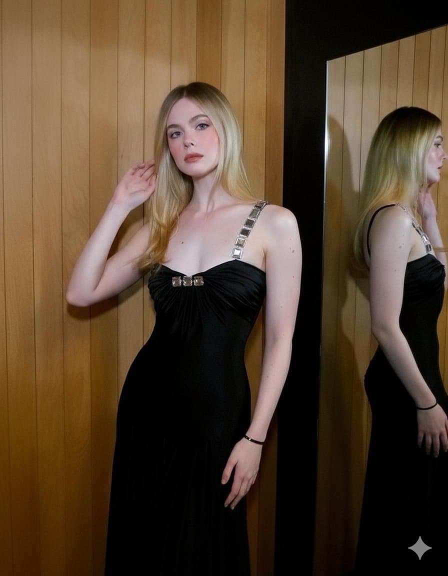 High-End Fashion Editorial with Mirror Reflection — example 1