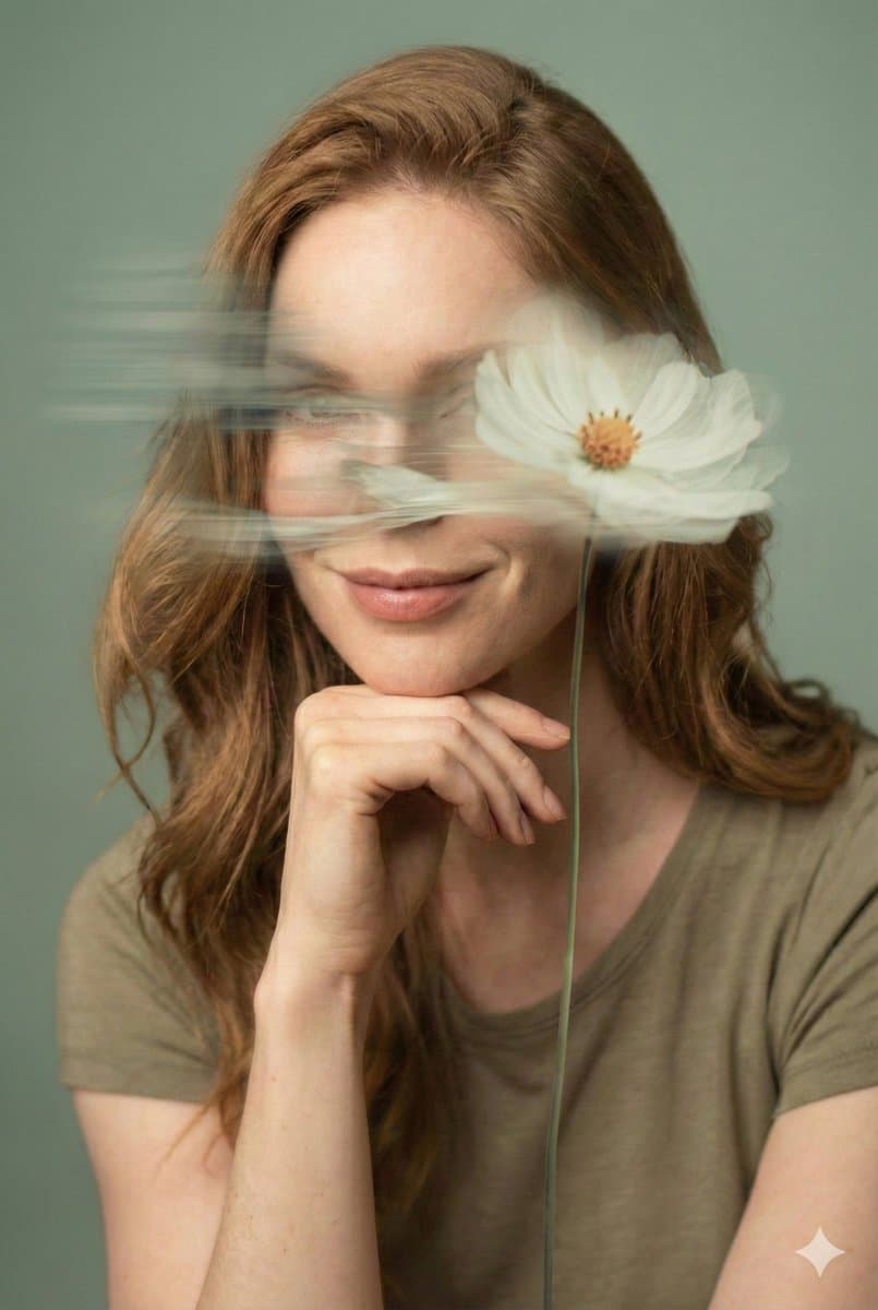 Dreamy Fine-Art Editorial Portrait with Double Exposure — example 1