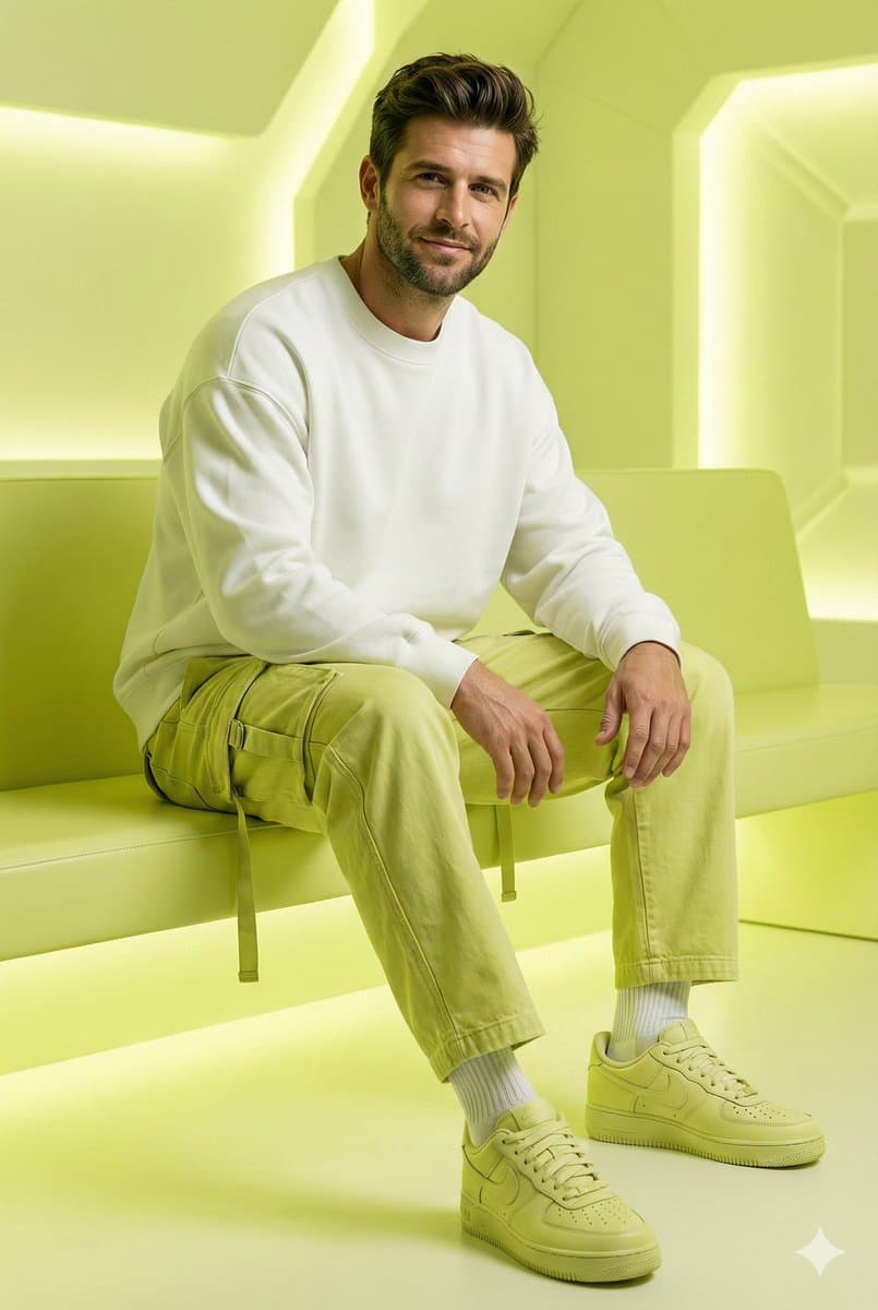 Fashion Editorial Prompt in Lemon Green Studio — example 1