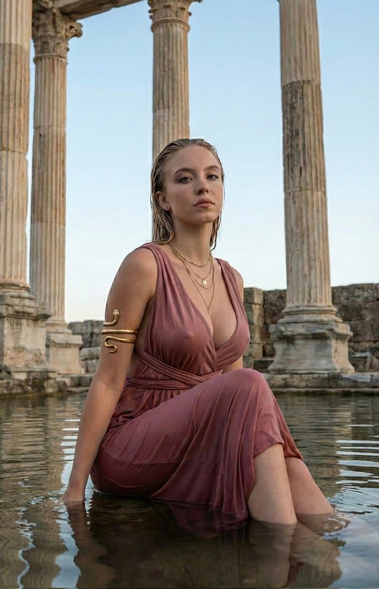 Mythological Goddess Aesthetic Prompt for Sydney Sweeney (Urdu/Roman) — example 1