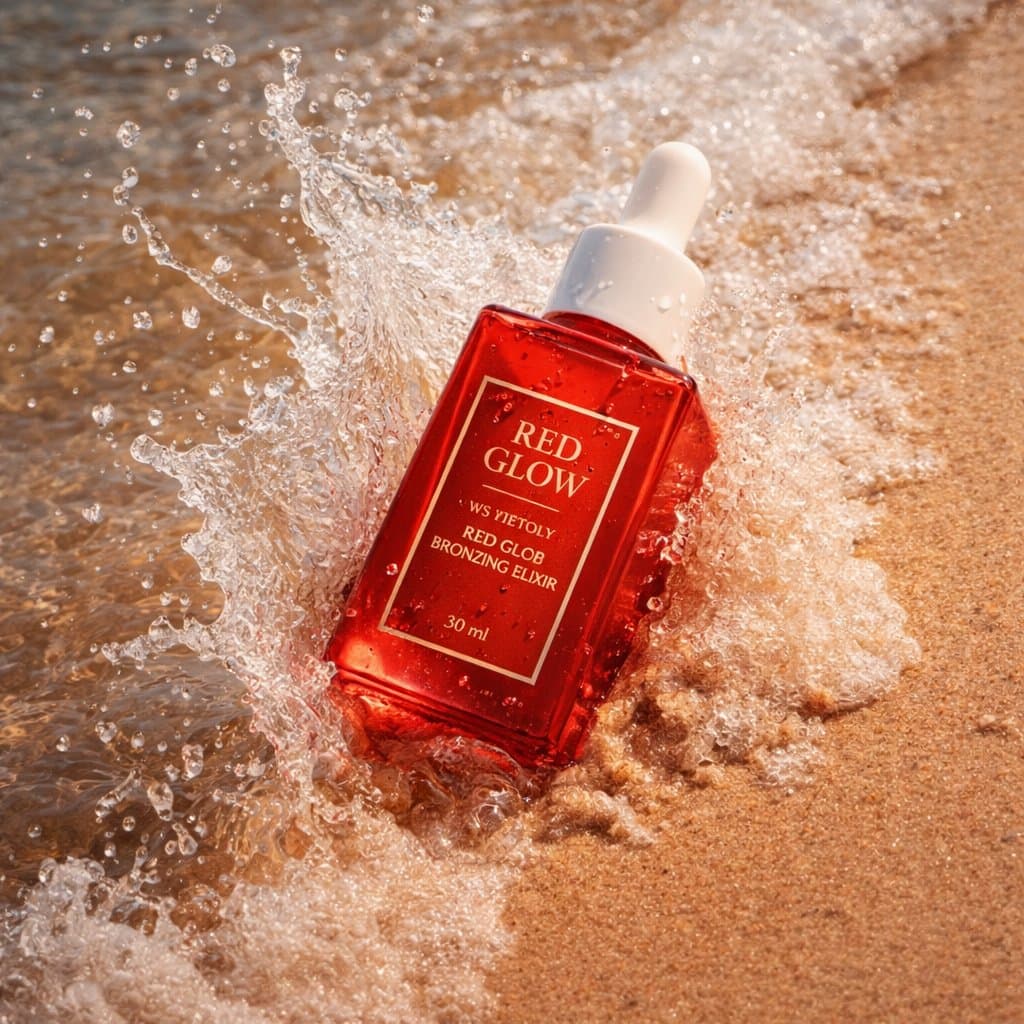 Summer Skincare Product Photography on Beach — example 1