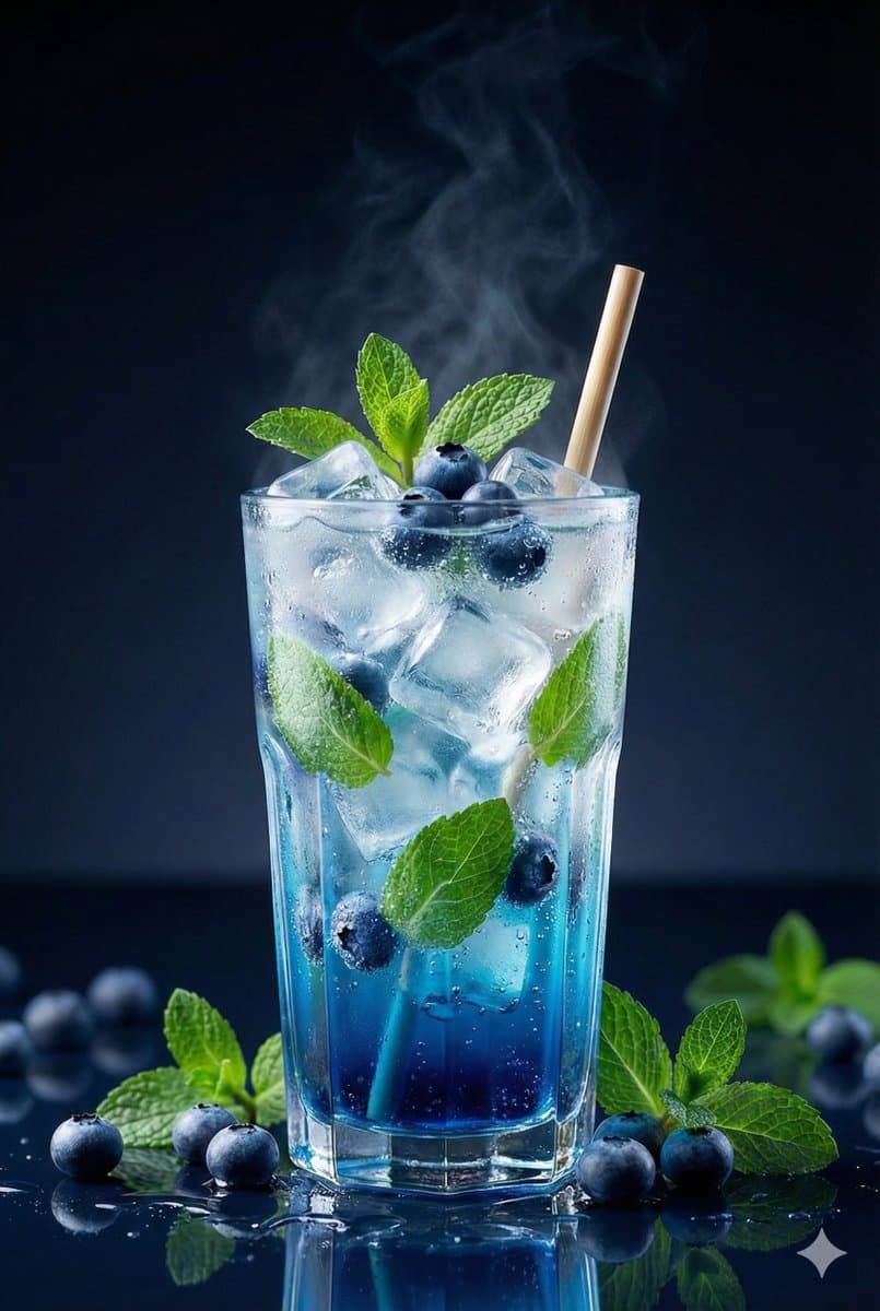 Premium Studio Shot of Blueberry Mint Iced Drink — example 1