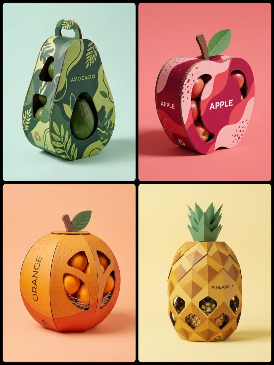 Corrugated Cardboard Fruit Packaging Concept Prompt — example 1